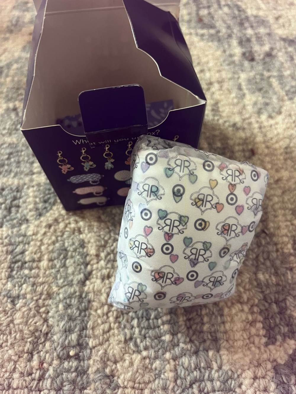 Roller Rabbit x Target sleep mask and hair tie hearts - rare